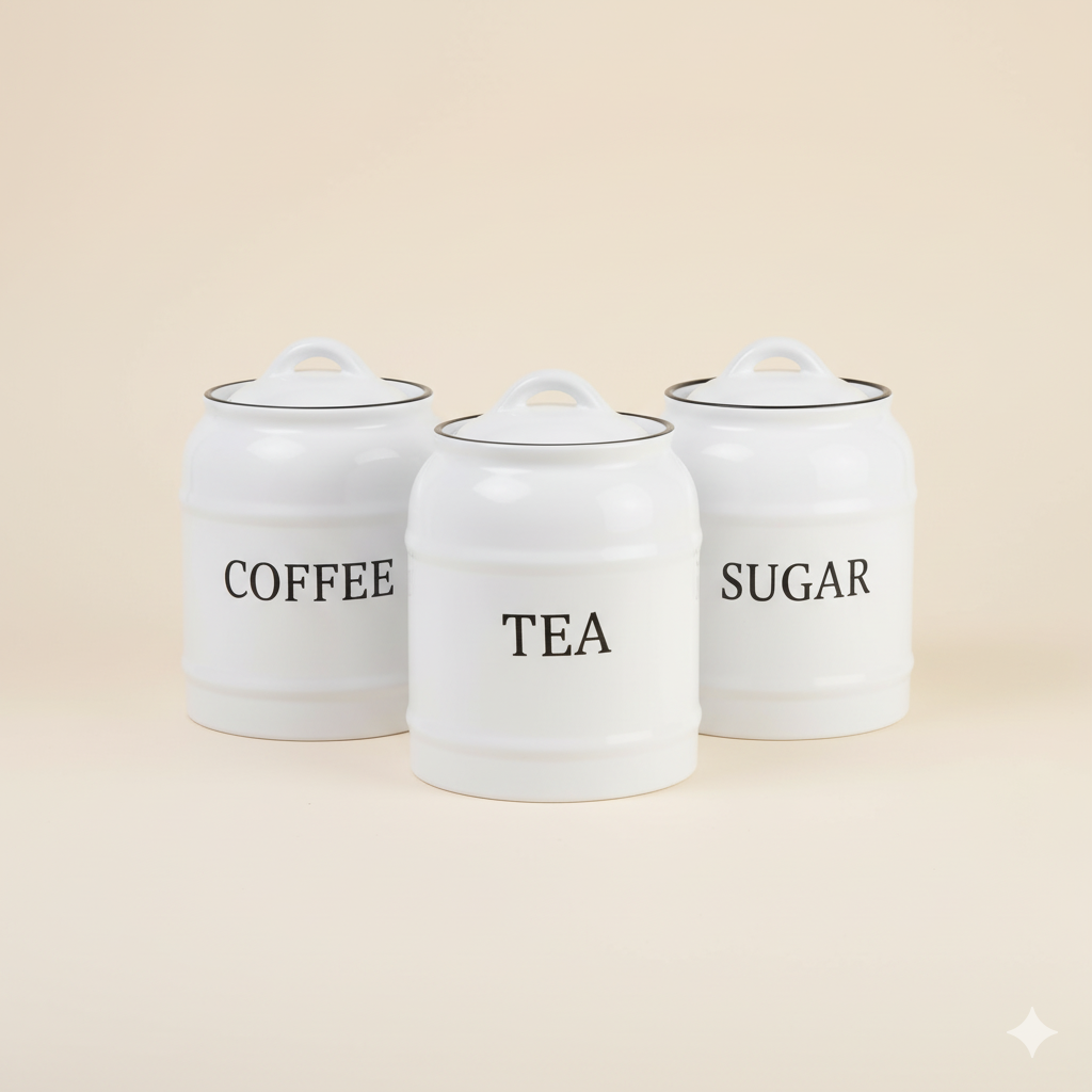 Vintage Porcelain Canister Set - Coffee, Tea & Sugar Jars