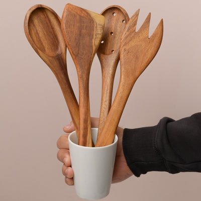 4-Piece Rosewood Kitchen Utensil Set - Eco-Friendly Cooking Tools