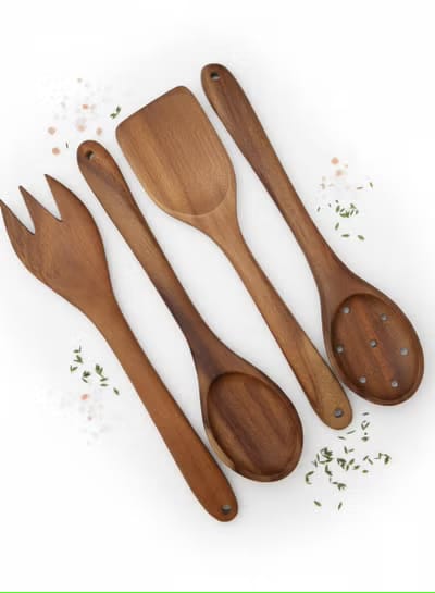 4-Piece Rosewood Kitchen Utensil Set - Eco-Friendly Cooking Tools