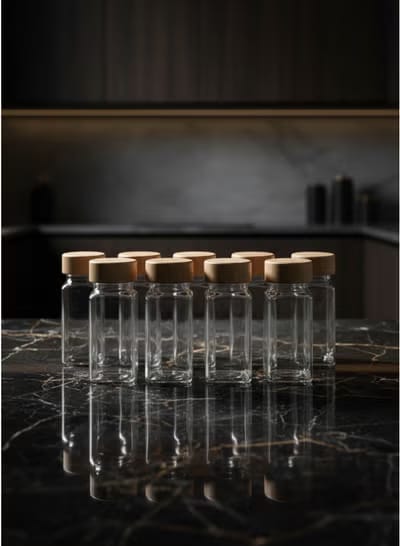 12-Piece Glass Spice Jar Set with Airtight Bamboo Lids - 120ml