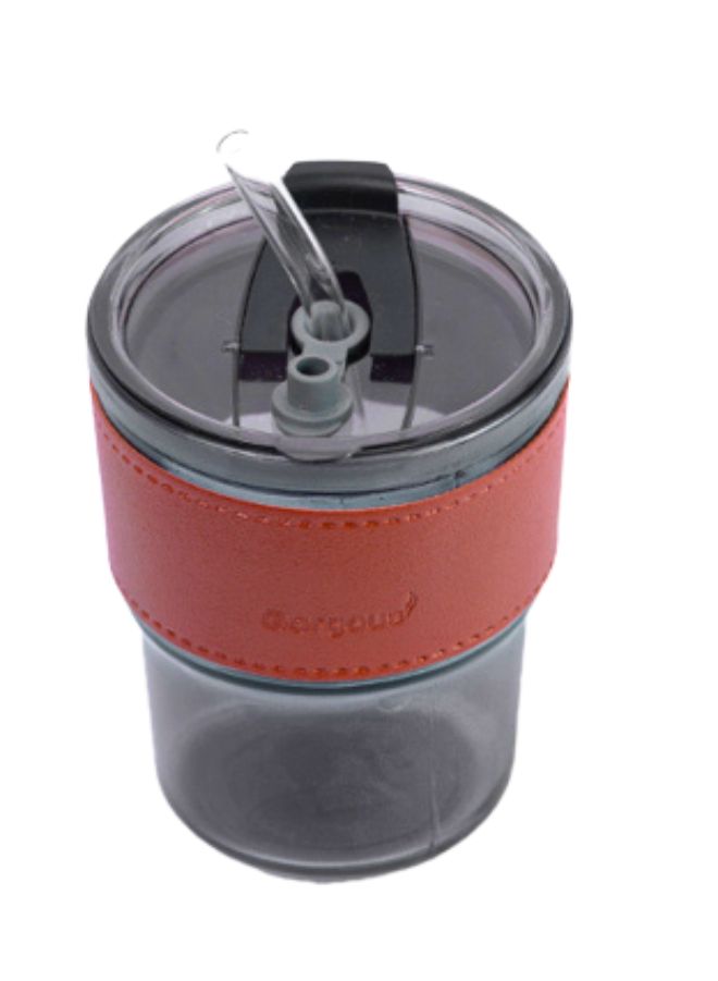 Insulated Travel Coffee Mug with Leather Grip Flip Straw