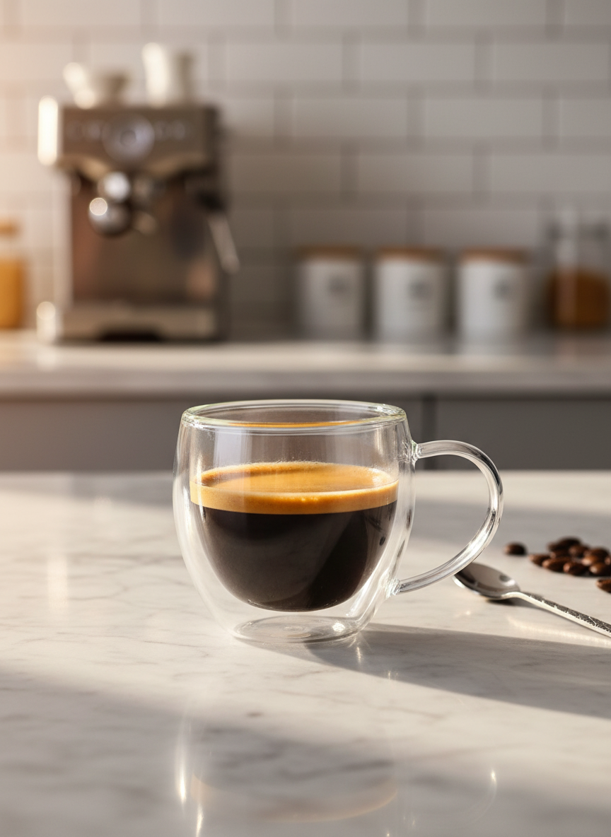Double Wall Borosilicate Glass Espresso Cup – 80 ml – Heat Resistant Elegant Design