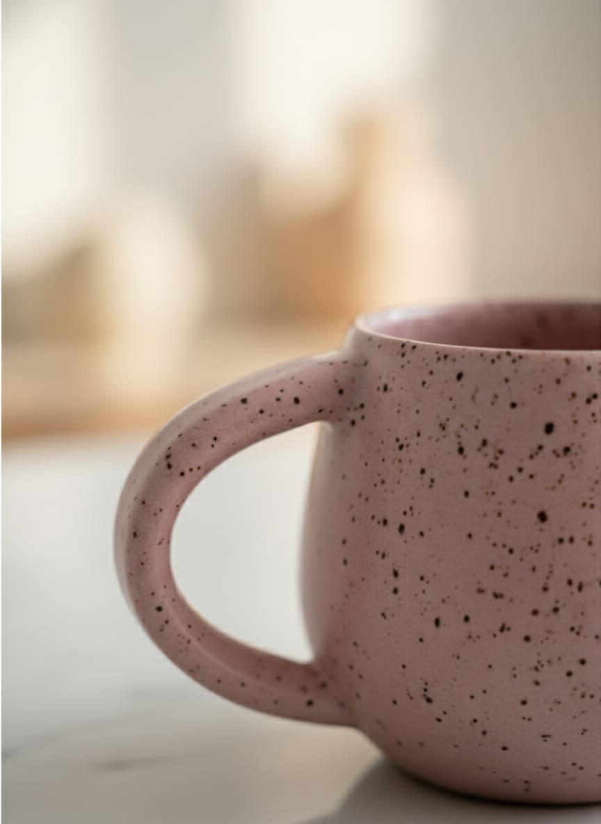 Elegant Speckled Pink Pottery Mug for Coffee & Tea (350ml)