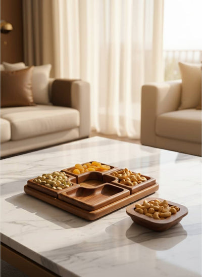 Elegant 5-Piece Rosewood Snack & Nut Serving Platter