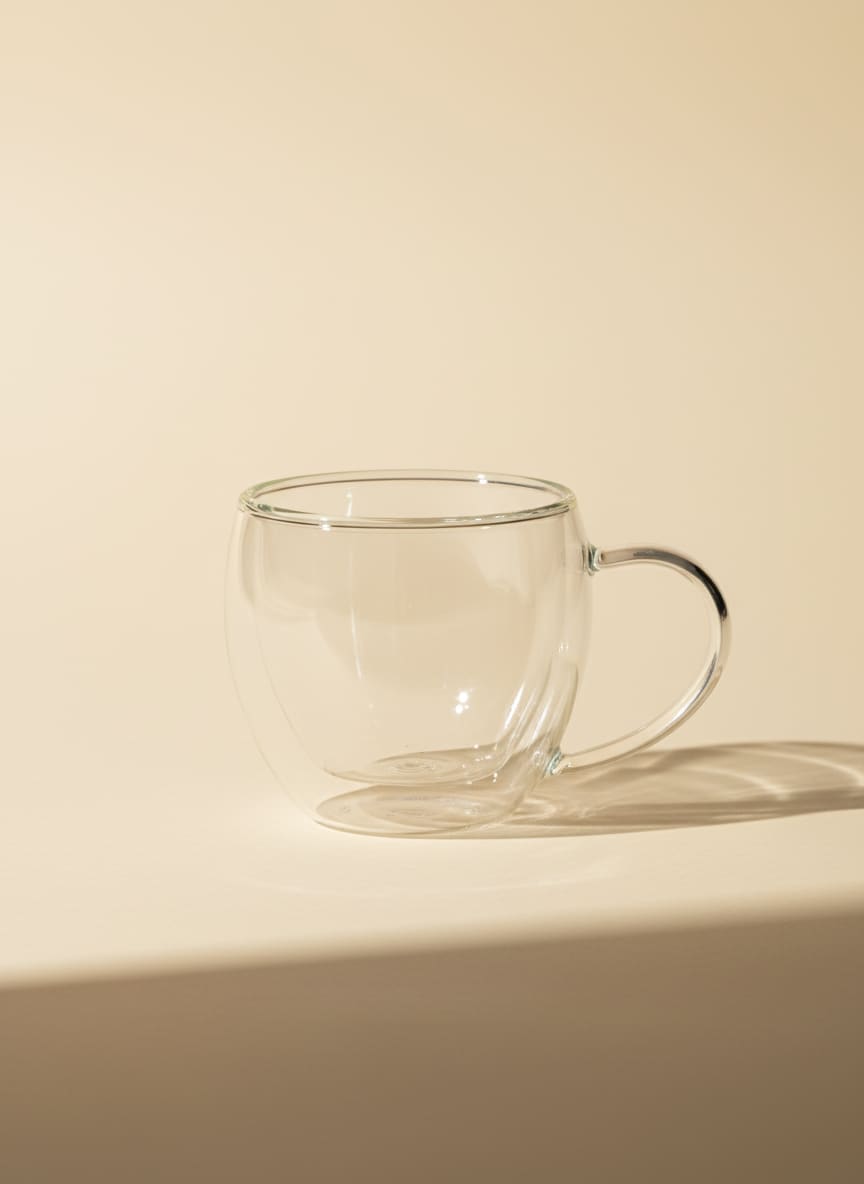 Double Wall Pyrex Glass Espresso Cup 80ml - Insulated Coffee Mug