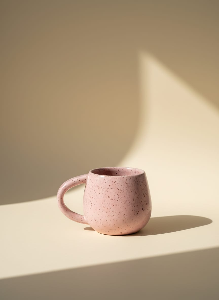 Elegant Speckled Pink Pottery Mug for Coffee & Tea (350ml)