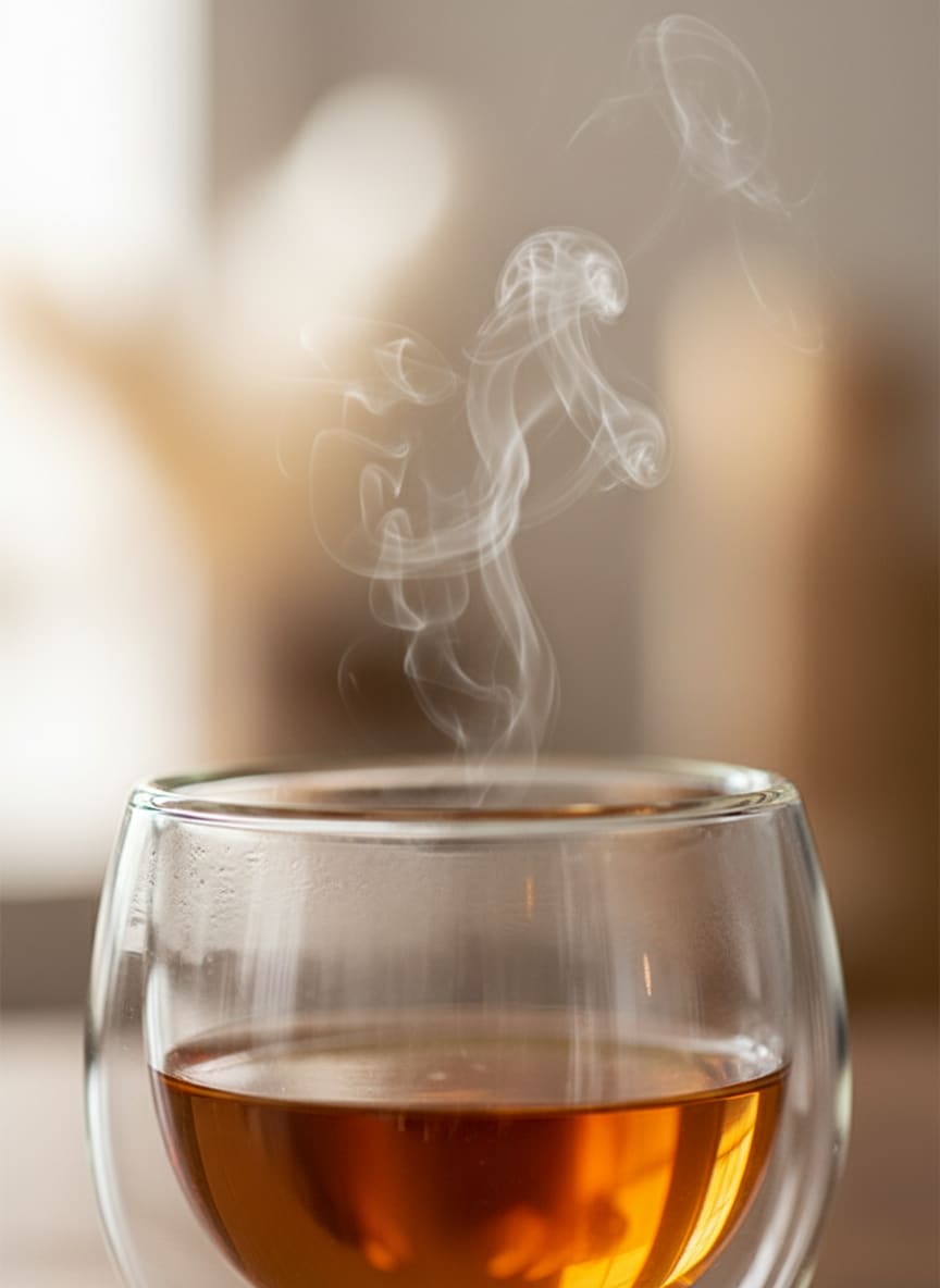 Close-up of the smooth, comfortable rim and durable dual-layer construction of the glass cup.