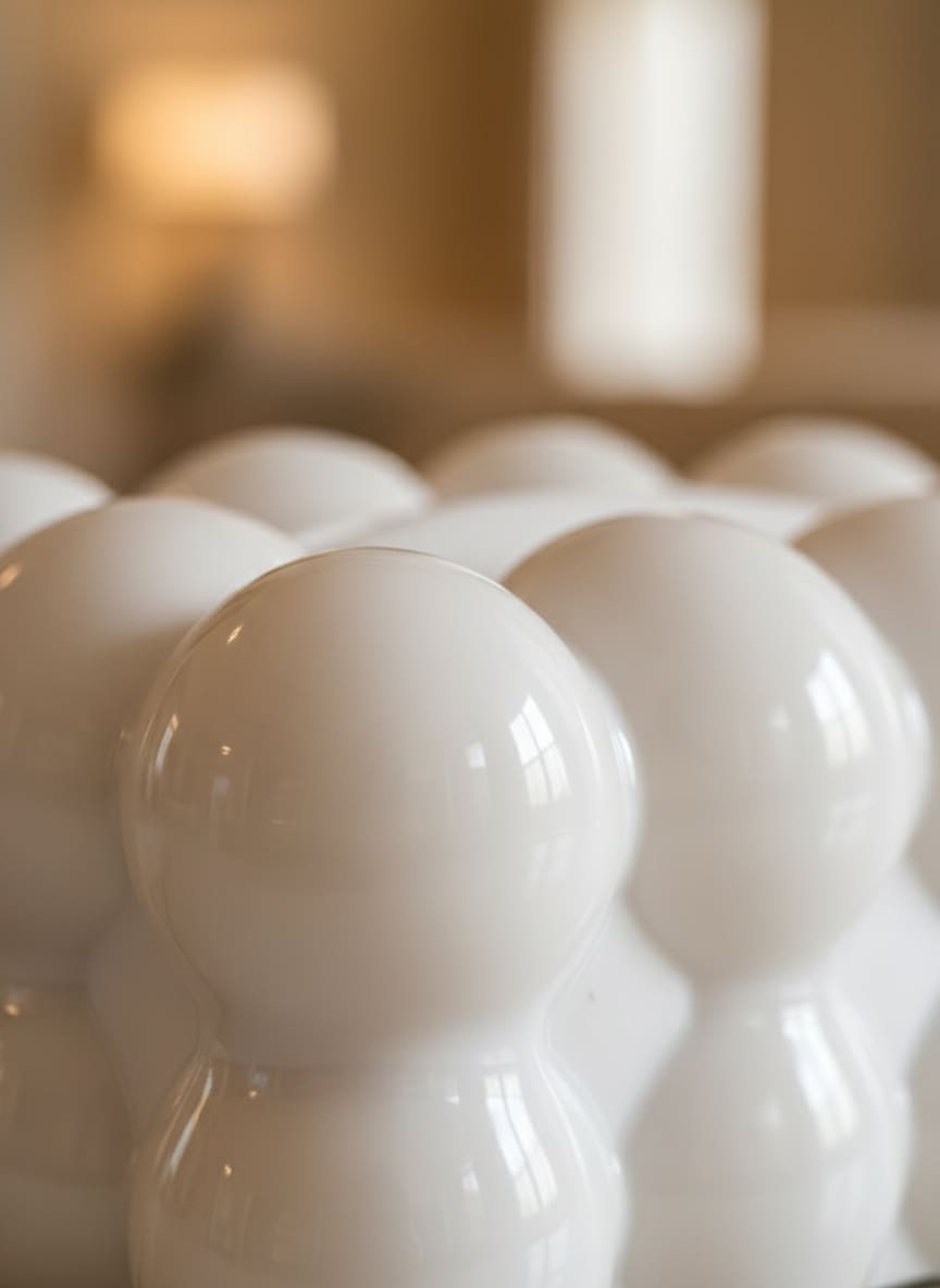 Close-up of the smooth, durable plastic and unique bubble texture on the white tissue box.