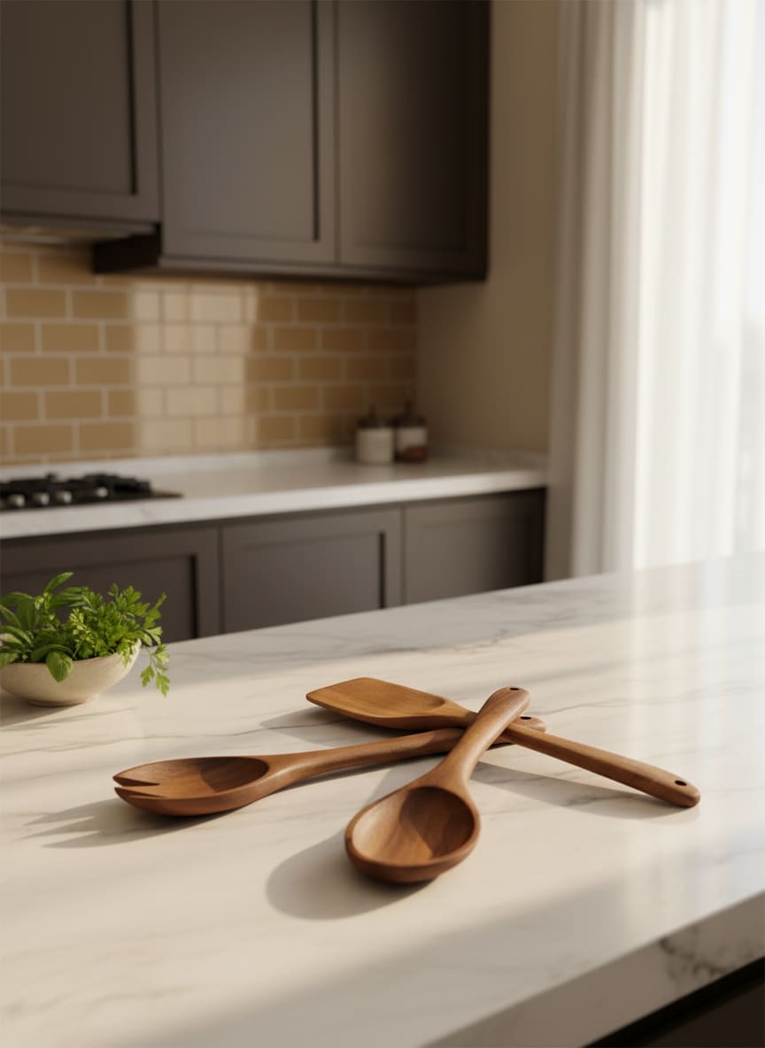4-Piece Rosewood Kitchen Utensil Set - Eco-Friendly Cooking Tools