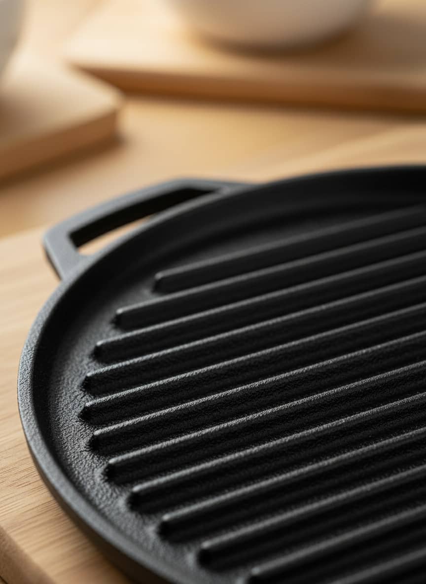 Heavy-Duty Cast Iron Grill Pan - 30cm Round Griddle