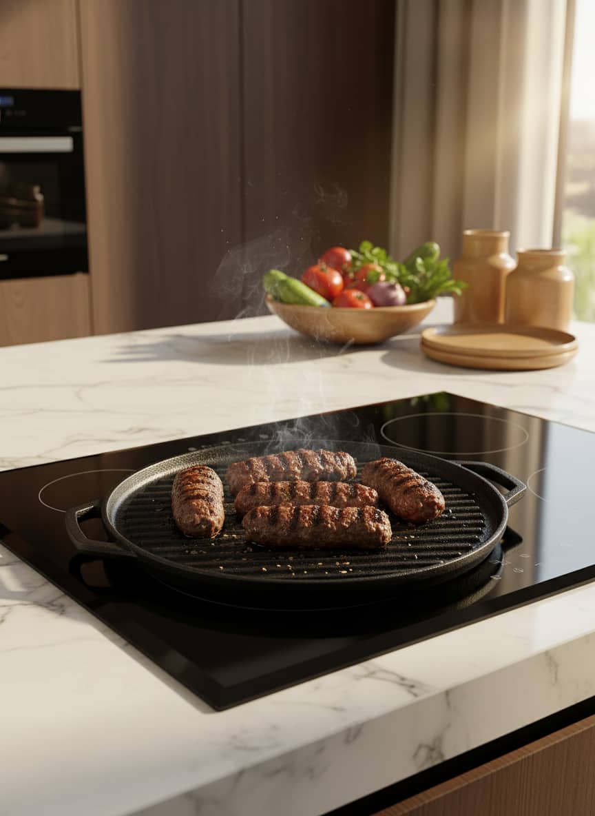 Heavy-Duty Cast Iron Grill Pan - 30cm Round Griddle