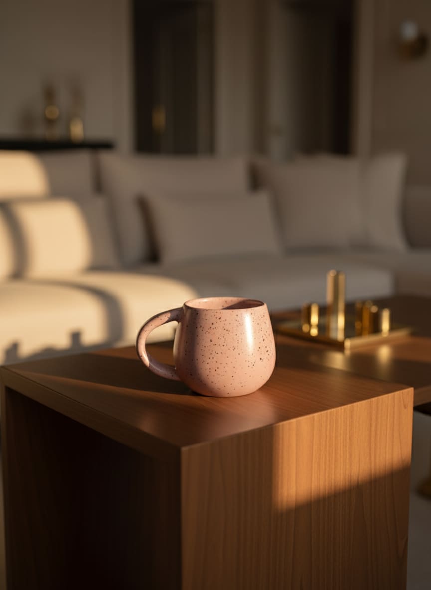 Elegant Speckled Pink Pottery Mug for Coffee & Tea (350ml)