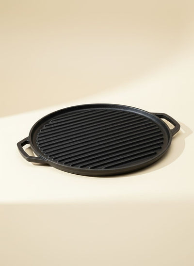 Heavy-Duty Cast Iron Grill Pan - 30cm Round Griddle