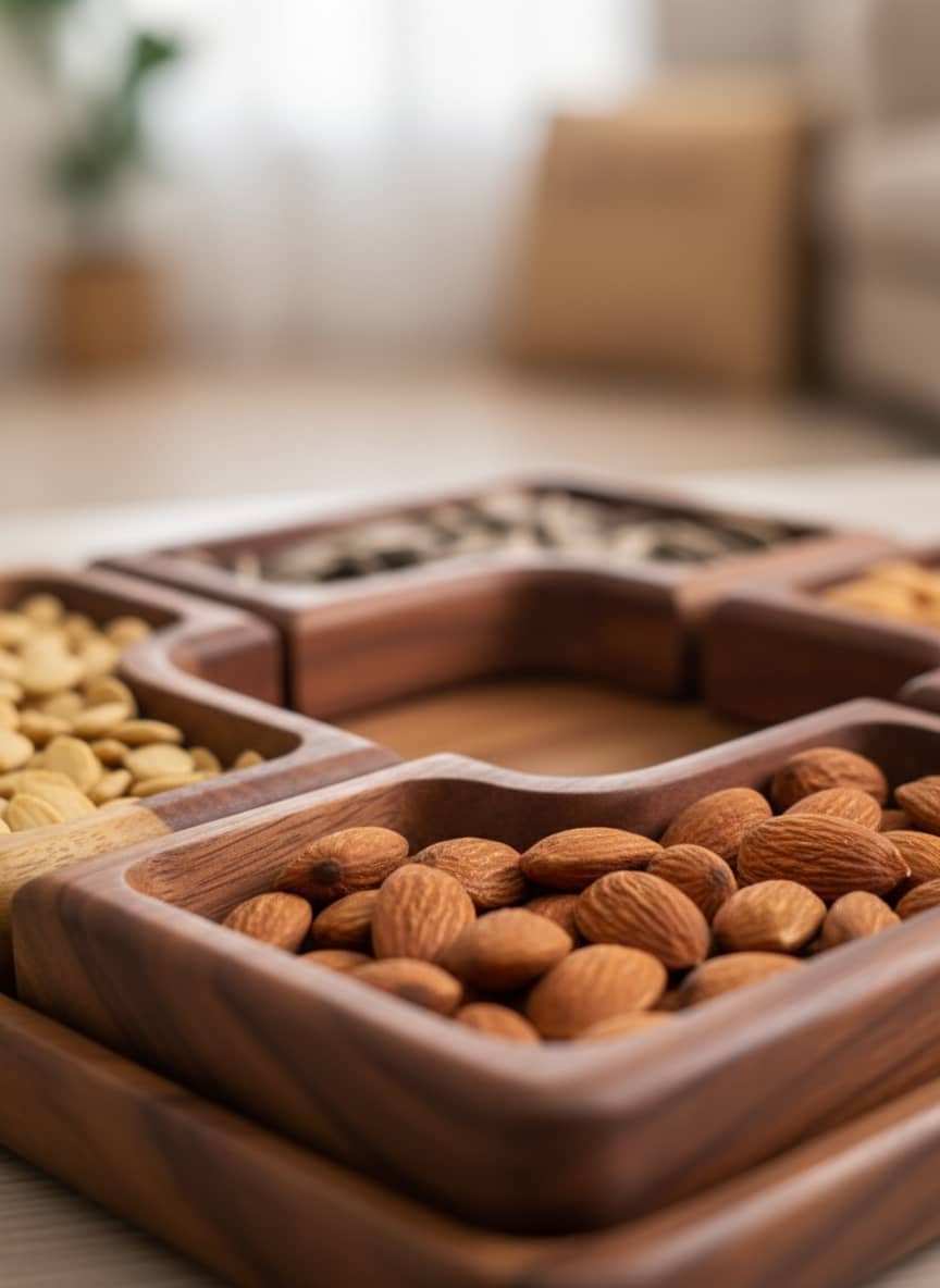 Elegant 5-Piece Rosewood Snack & Nut Serving Platter