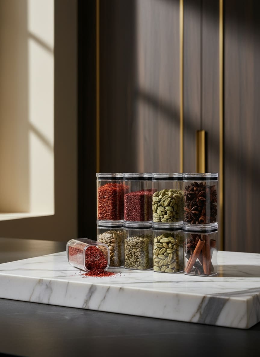 12-Piece Stackable Spice Jar Set with Arabic Labels