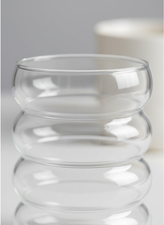 Borosilicate Glass Bubbles Cup – 350 ml Transparent Minimalist Heat Resistant Tumbler