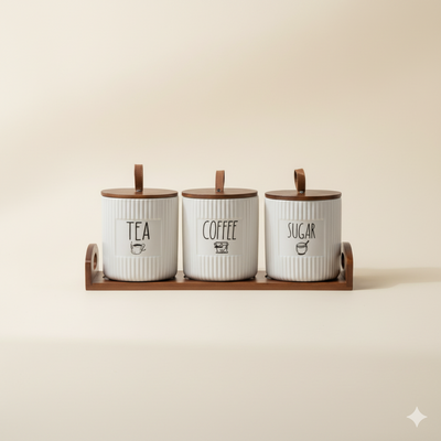 Elegant Porcelain Canister Set for Tea, Coffee & Sugar