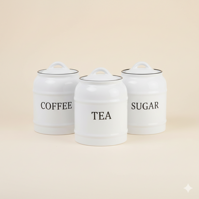 Vintage Porcelain Canister Set - Coffee, Tea & Sugar Jars