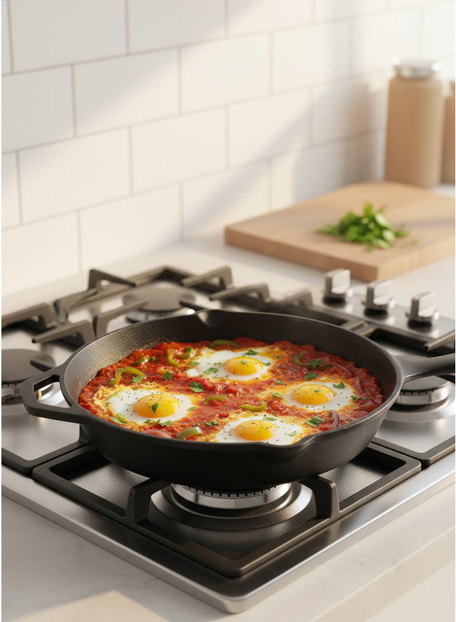 Premium Cast Iron Skillet 30 cm – Even Heat Frying, Grilling & Baking Pan