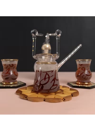 Luxury 9-Piece Handmade Pyrex  Glass Coffee & Tea Set with Gold Rims