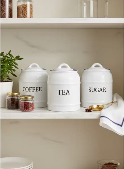 Vintage Porcelain Canister Set - Coffee, Tea & Sugar Jars