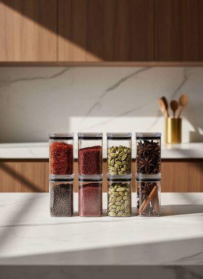 12-Piece Stackable Spice Jar Set with Arabic Labels