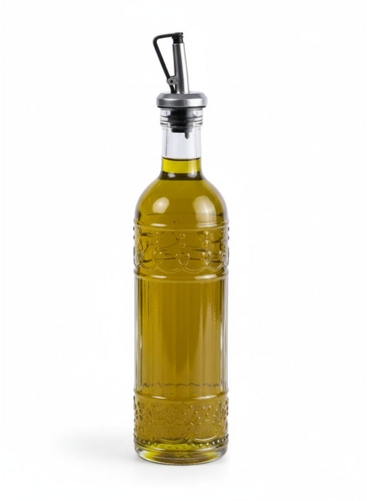 Premium Carved Glass Oil Dispenser Bottle 500ml