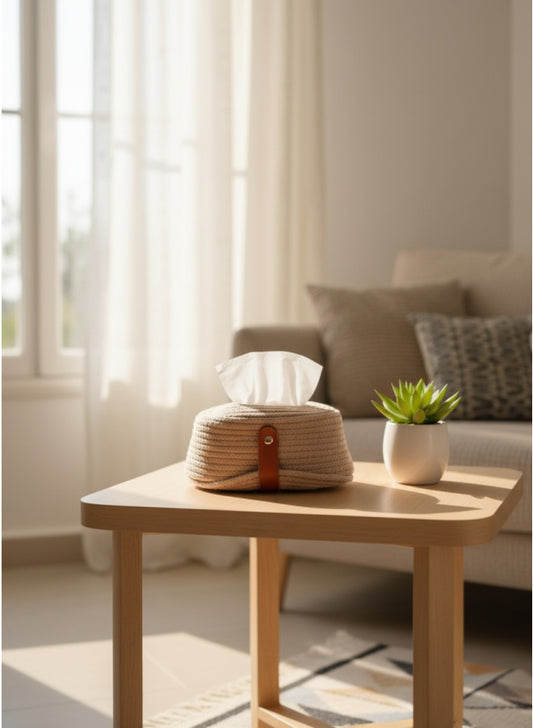 Woven Rope Tissue Box Cover - Modern Boho Decor for the Stylish Egyptian Home