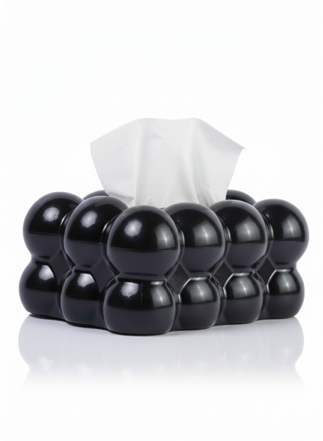 Modern Bubble Tissue Box Holder – Black Decorative Plastic Case for Standard Packs