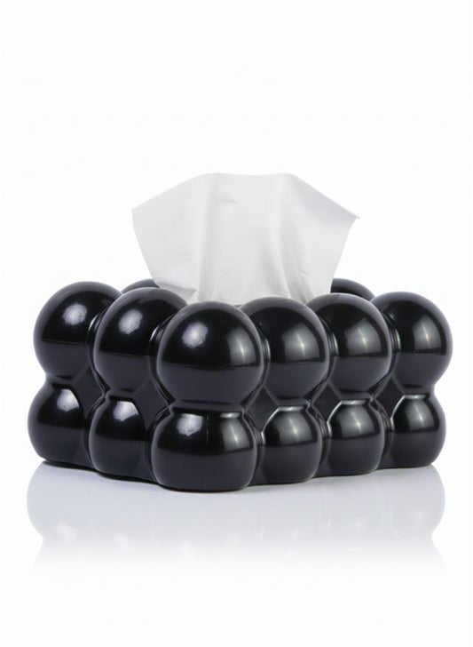 Modern Bubble Tissue Box Holder – Black Decorative Plastic Case for Standard Packs