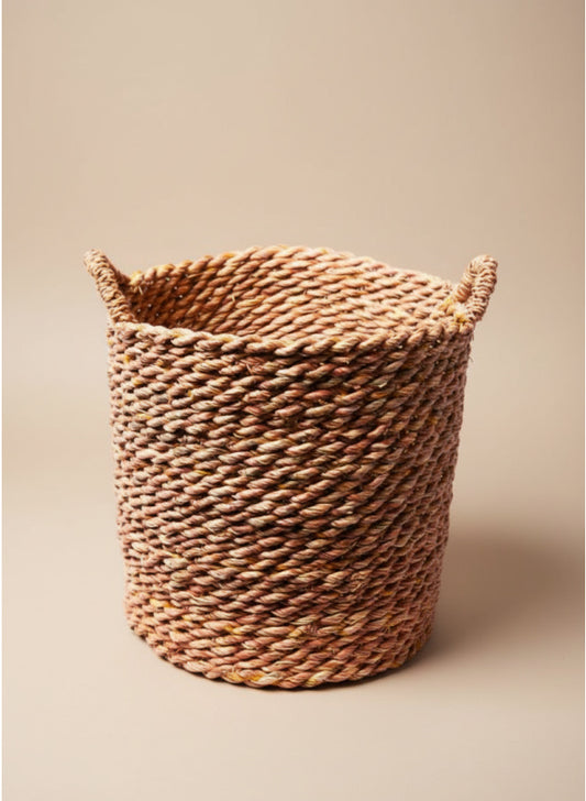 Natural Woven Rope Storage Basket with Handles – Home Organizer