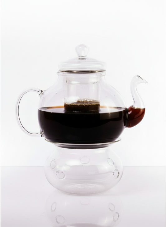 Borosilicate Glass Teapot with Warmer & Infuser – Elegant Swan Spout, Heat Resistant