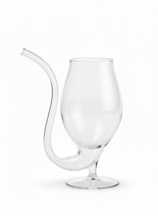 Novelty Glass Sipper Cup with Built In Straw – Clear Fun Drinkware for Juice & Mocktails