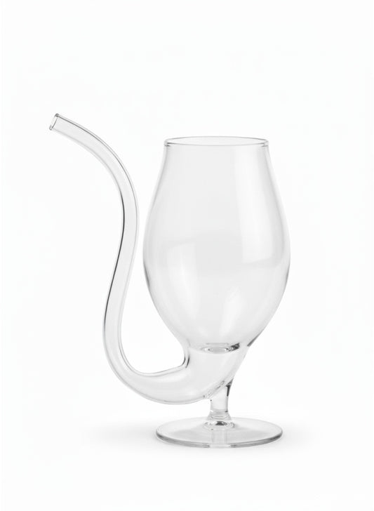 Novelty Glass Sipper Cup with Built In Straw – Clear Fun Drinkware for Juice & Mocktails