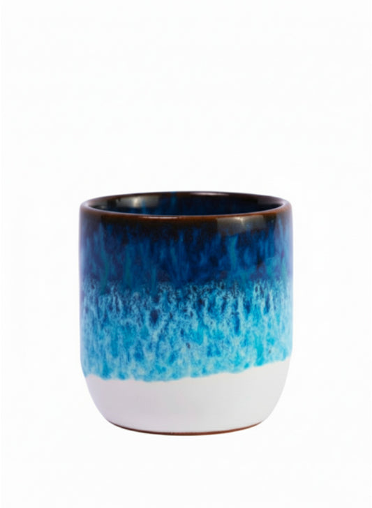 Ocean Blue Pottery Tumbler – Handless Multi?Use Cup for Modern Homes