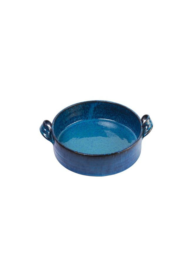 Blue pottery Round Baking Dish for Family Meals & Casseroles, Oven Safe