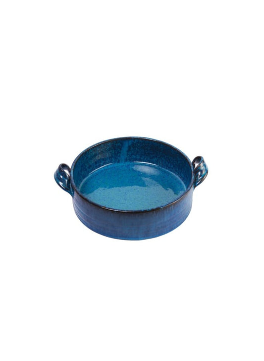 Blue pottery Round Baking Dish for Family Meals & Casseroles, Oven Safe
