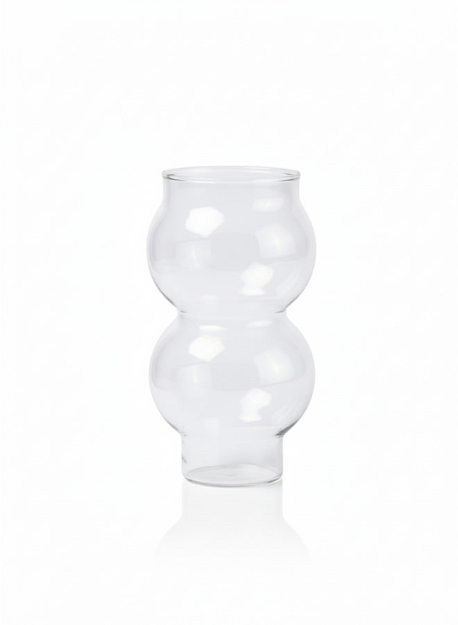 Modern Pyrex Glass Curvy Tumbler – Clear Double Bulb Cup for Water, Juice & Iced Tea