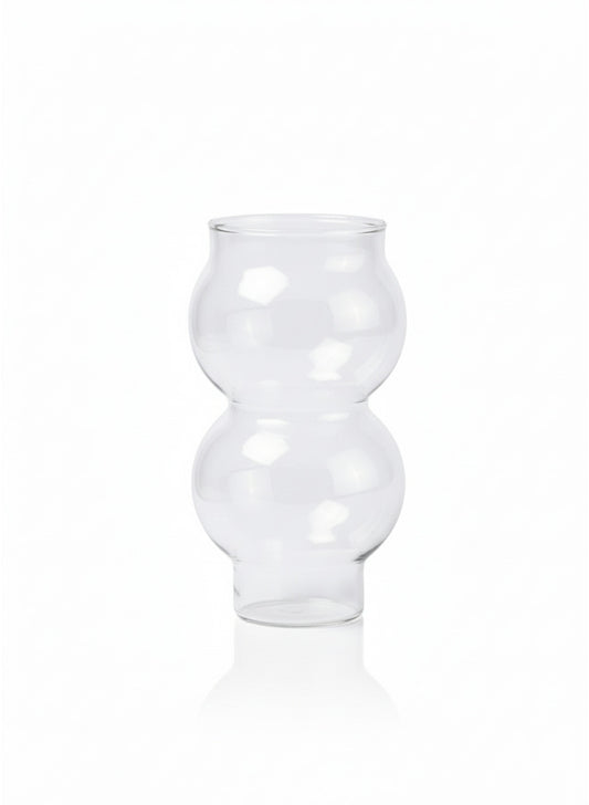 Modern Pyrex Glass Curvy Tumbler – Clear Double Bulb Cup for Water, Juice & Iced Tea