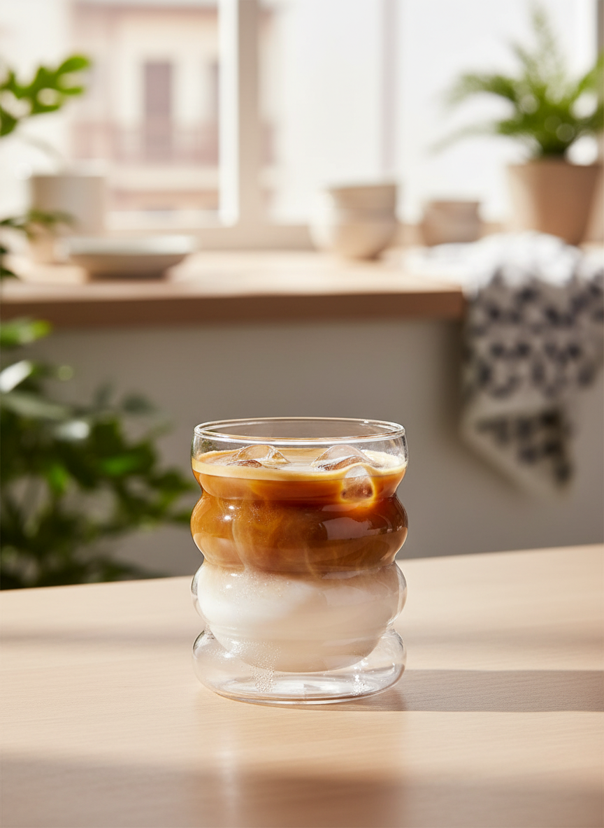 Borosilicate Glass Bubbles Cup – 350 ml Transparent Minimalist Heat Resistant Tumbler