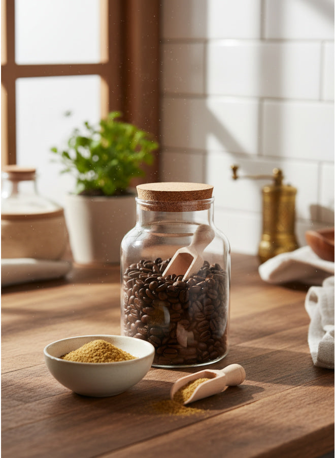 5?Piece Natural Wood Scoops Set – Mini Spice Jar Scoops for Kitchen & Pantry