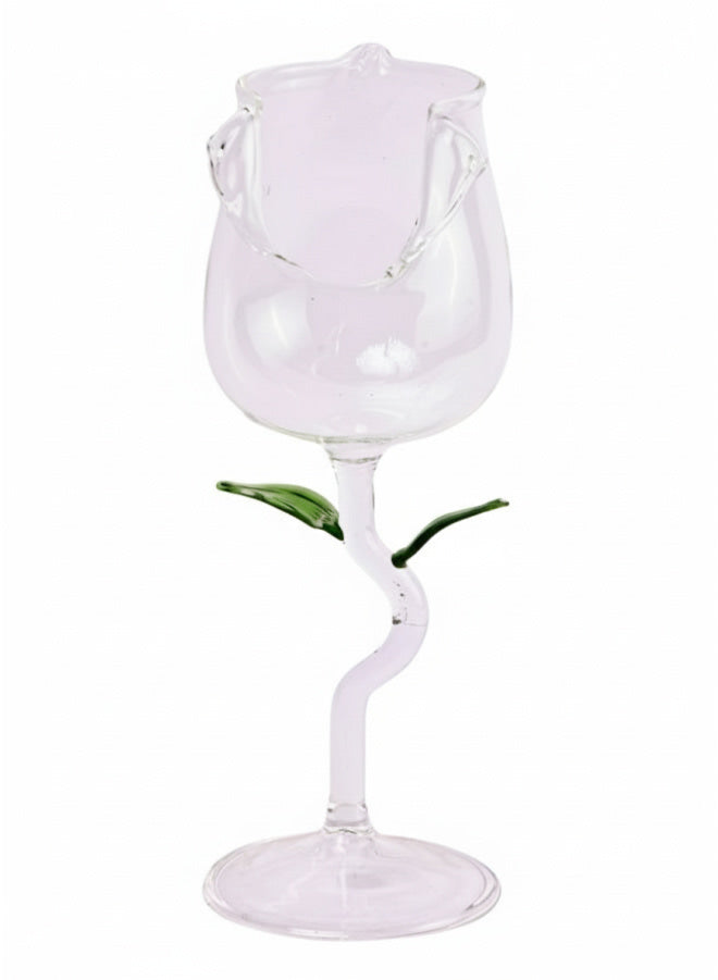 Rose-Shaped Pyrex Double-Wall Glass Goblet – Hand-Blown Flower Stem Cup for Desserts & Drinks