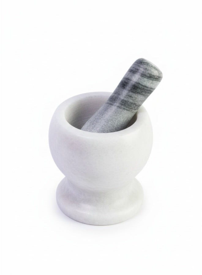 Natural Marble Mortar & Pestle – Heavy-Duty Stone Grinder for Spices & Herbs