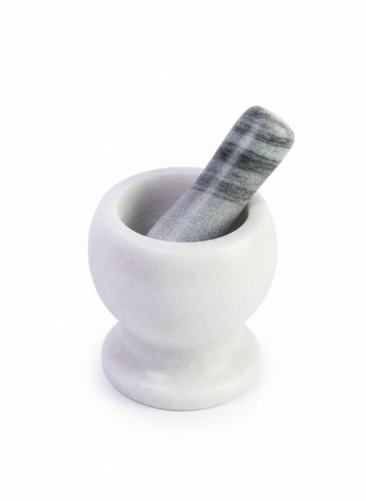 Natural Marble Mortar & Pestle – Heavy-Duty Stone Grinder for Spices & Herbs