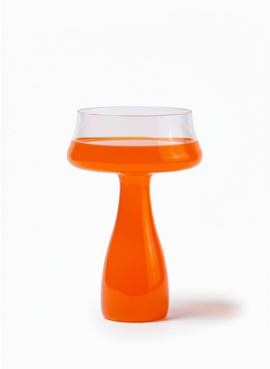 Borosilicate Glass Goblet – Modern Orange Stem Cup for Desserts & Drinks