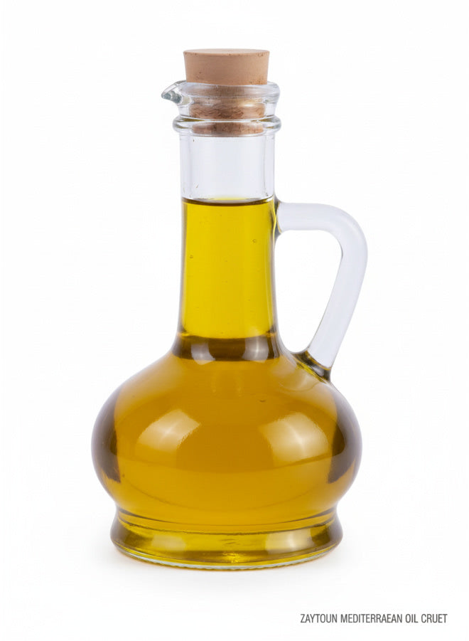 Mediterranean Hand-Blown Glass Oil Cruet 350ml with Cork