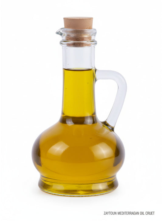 Mediterranean Hand-Blown Glass Oil Cruet 350ml with Cork