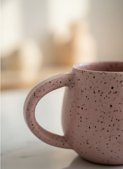 Elegant Speckled Pink Pottery Mug for Coffee & Tea (350ml)
