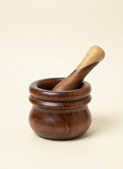 Handmade Sarsou Wood Mortar & Pestle - Kitchen Essential