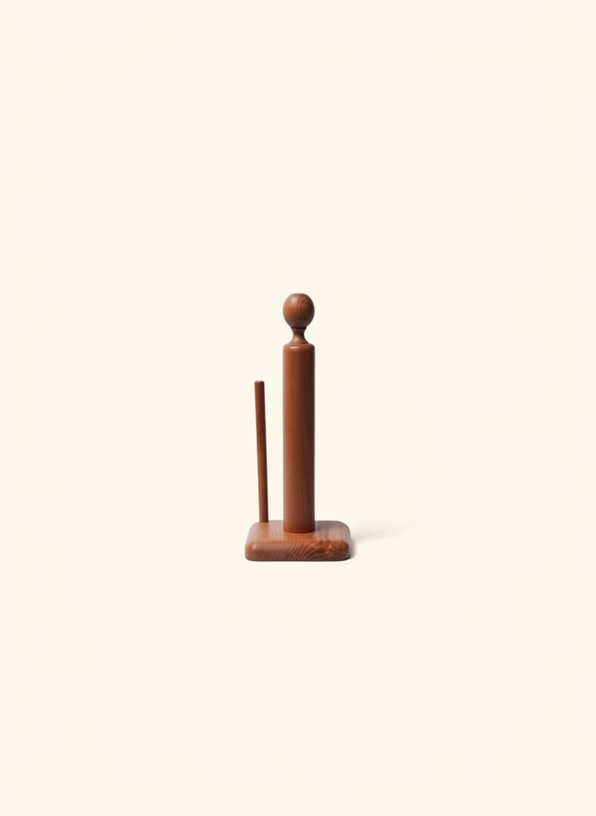 Classic Wooden Paper Towel Holder With Cutter - Sturdy Kitchen Organizer